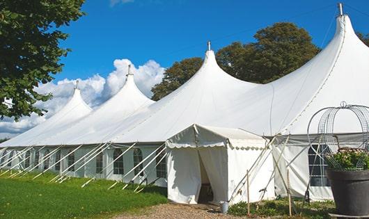 high-quality portable restrooms stationed at a wedding, meeting the needs of guests throughout the outdoor reception in Lake Forest, IL